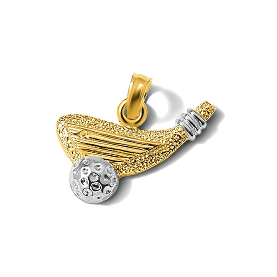 14k and White Rhodium Golf Club and Ball Charm