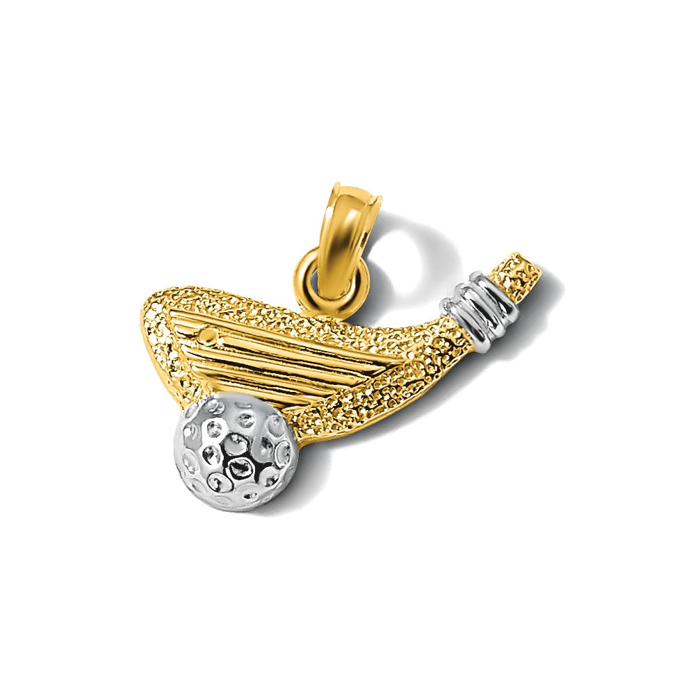 14k and White Rhodium Golf Club and Ball Charm