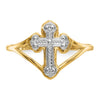 14k and White Rhodium Cross Ring