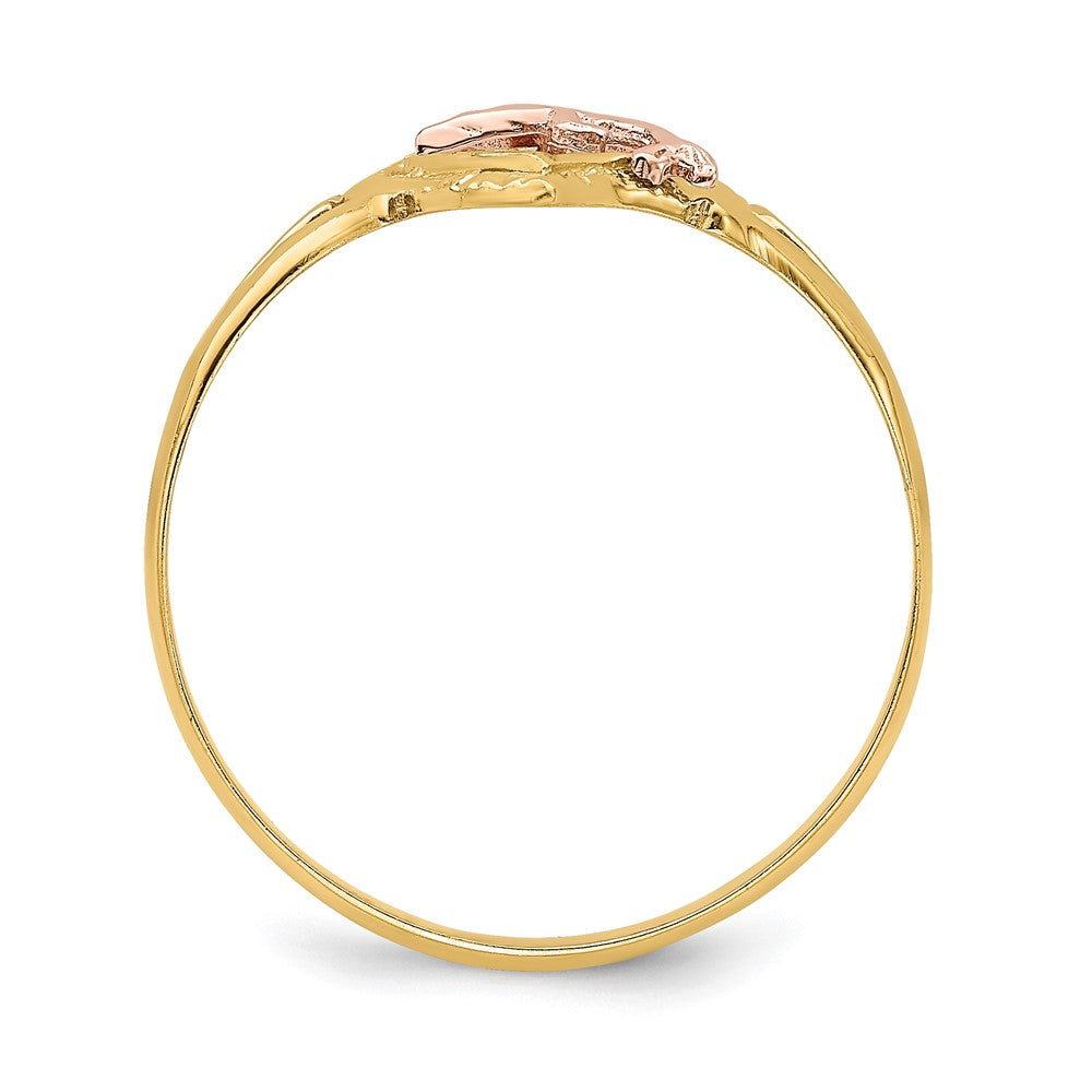 14K Yellow and Rose Gold with White Rhodium Dolphin In Heart Ring