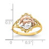 14K Yellow and Rose Gold with White Rhodium Double Dolphin Ring
