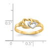 14K and White Rhodium Polished 2 Hearts Ring