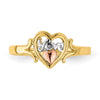 14k Yellow and Rose Gold with White Rhodium LOVE Heart Ring
