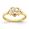 14k Yellow and Rose Gold with White Rhodium LOVE Heart Ring