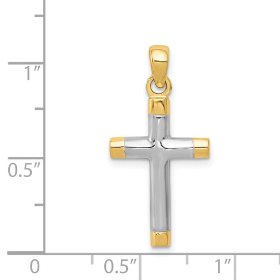 14k and White Rhodium Cross Pendant