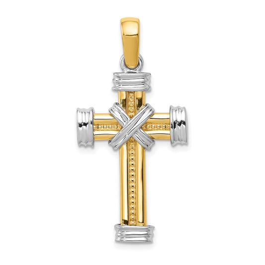 14k Two-tone Center -X- Latin Cross Pendant
