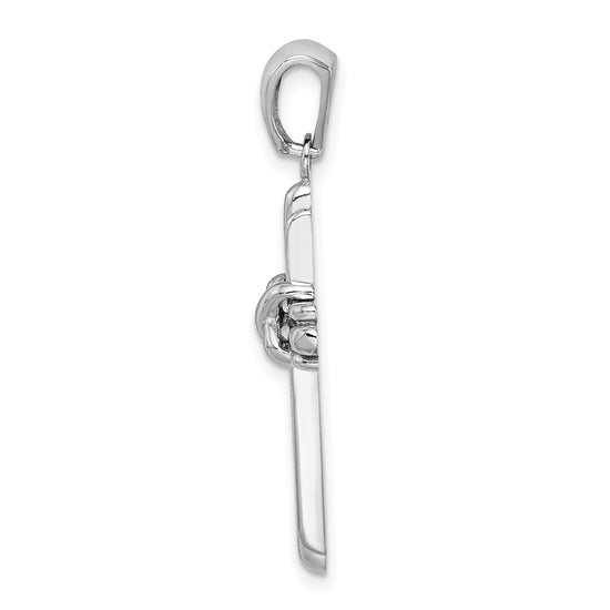 14k White Gold Polished -X- Center Cross Charm