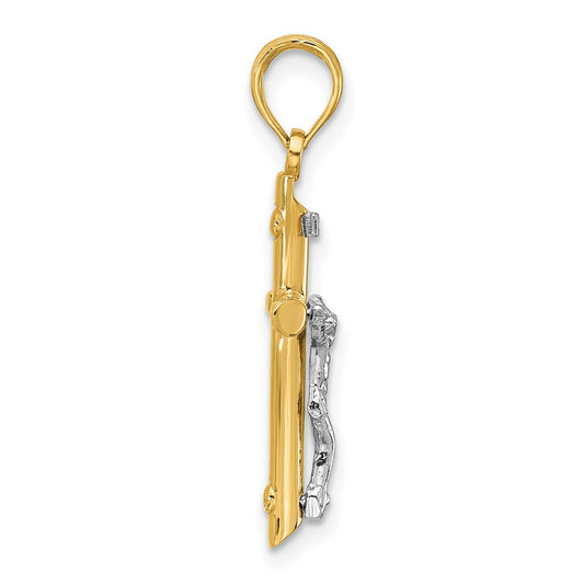 14K Two-tone INRI Hollow Crucifix Charm