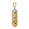 14K Two-Tone 3-D Mezuzah Pendant