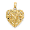 14K Polished 3-D Filigree Puffed Heart Pendant