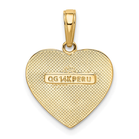 14K Polished Swirled Border Engravable Heart Pendant