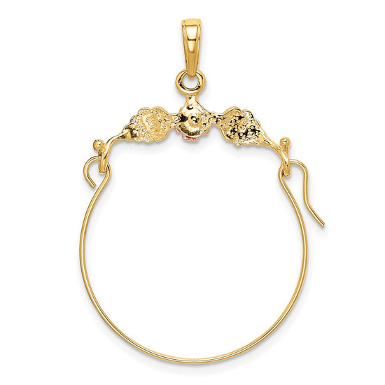 14k Two-tone Leaves with Flower Charm Holder Pendant