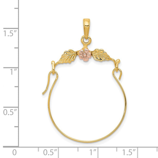 14k Two-tone Leaves with Flower Charm Holder Pendant