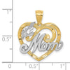 14k and White Rhodium #1 MOM Heart Pendant