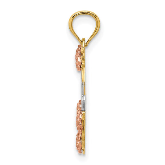 14k Two-tone with White Rhodium MOM Heart Pendant