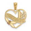 14k Two-tone with White Rhodium #1 GRANDMA Heart Pendant