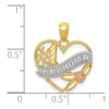 14k Two-tone with White Rhodium #1 GRANDMA Heart Pendant