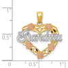 14k Two-tone with White Rhodium GRANDMA Heart with Flowers Pendant