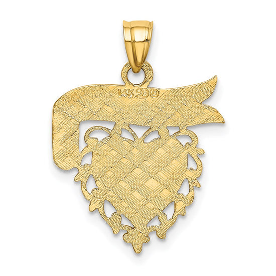 14k DADDYS GIRL Heart with Banner Pendant