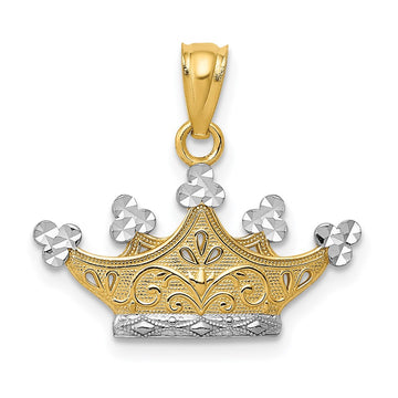 14k and White Rhodium Crown Pendant