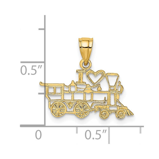 14k I HEART Train Engine Charm