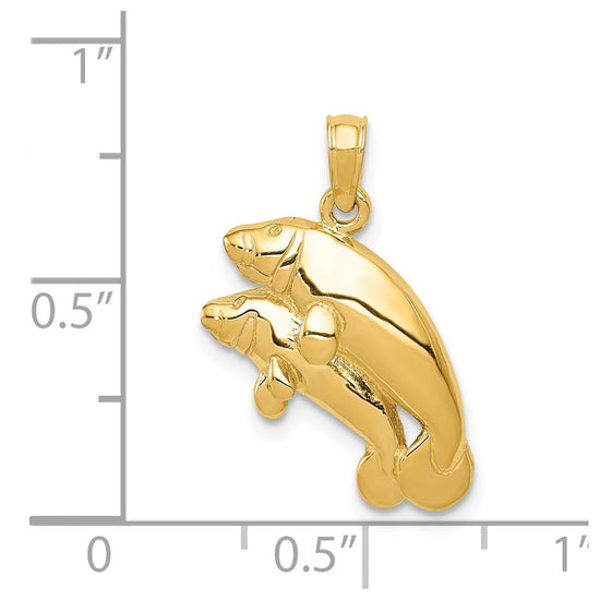 Gold Polished Manatee Pendants