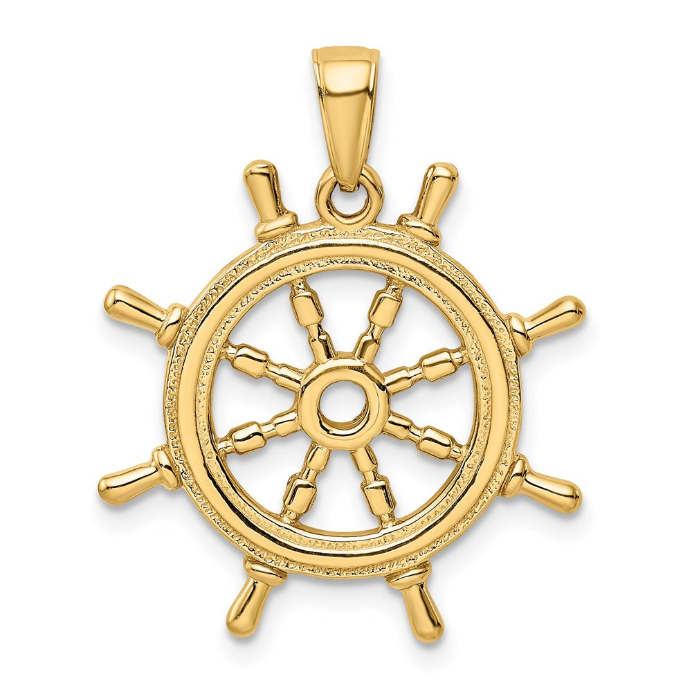 Gold Polished Ship Wheel Pendants