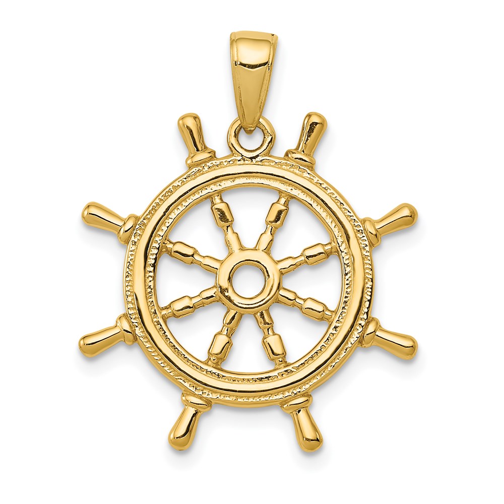 Gold Polished Ship Wheel Pendants