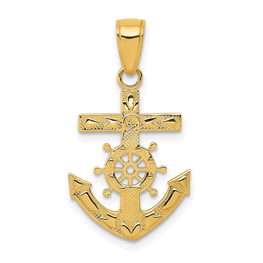 Gold Polished Anchor and Wheel Pendants