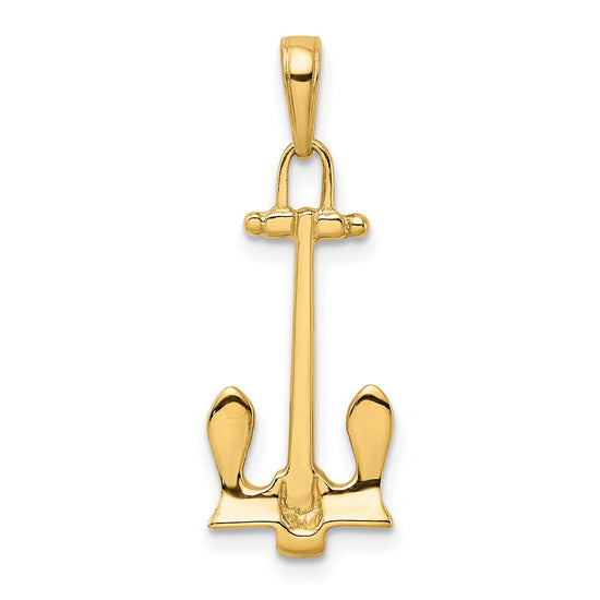 Gold Polished T-bar Anchor Pendants