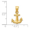 14K Satin Diamond-cut Anchor Pendant