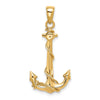 14K 3-D Anchor with Rope Pendant