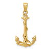 14K 3-D Anchor with Rope Pendant