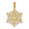 14k and White Rhodium Diamond-cut Snowflake Pendant