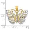 14k and White Rhodium Diamond-cut Butterfly Pendant