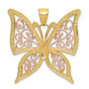 14k Two-tone with White Rhodium Diamond-cut Butterfly Pendant