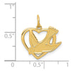 14k Dove in Heart Charm