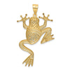 14K and White Rhodium Large Diamond-cut Frog Pendant