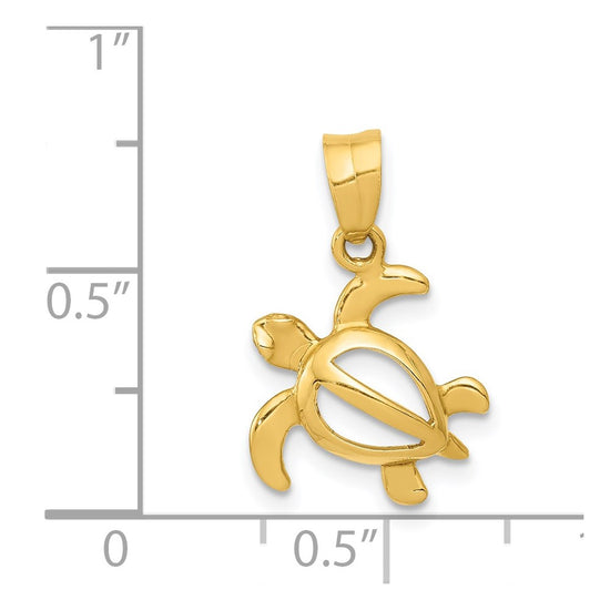 14k Small Open Turtle Pendant