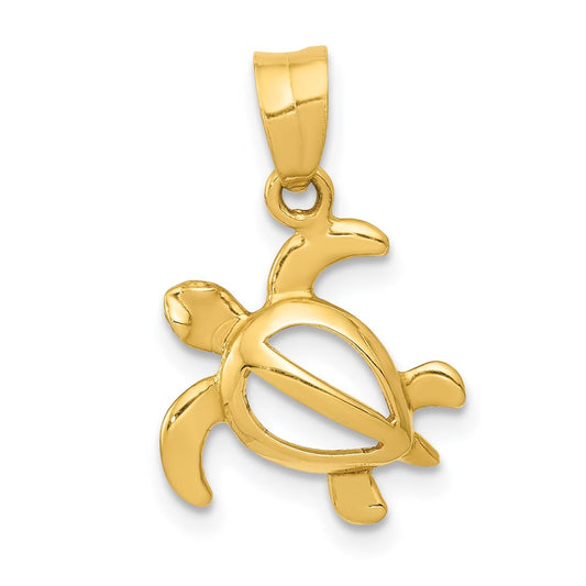 14k Small Open Turtle Pendant