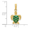 14k Green Enameled Sea Turtle Pendant