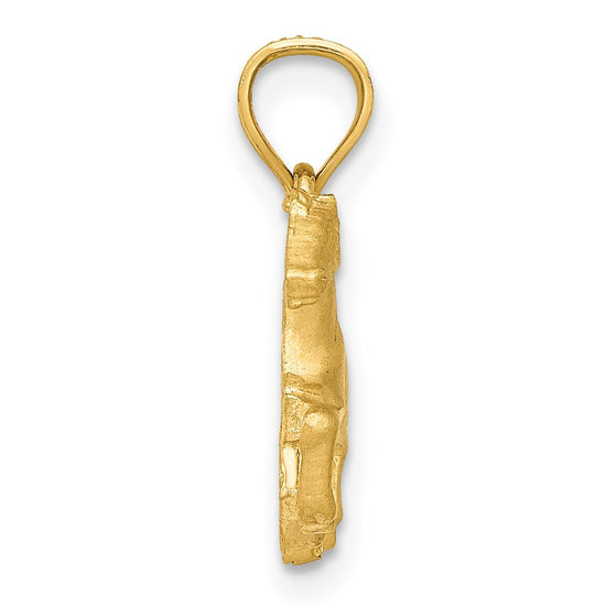 14K Satin Diamond-cut Pig Pendant