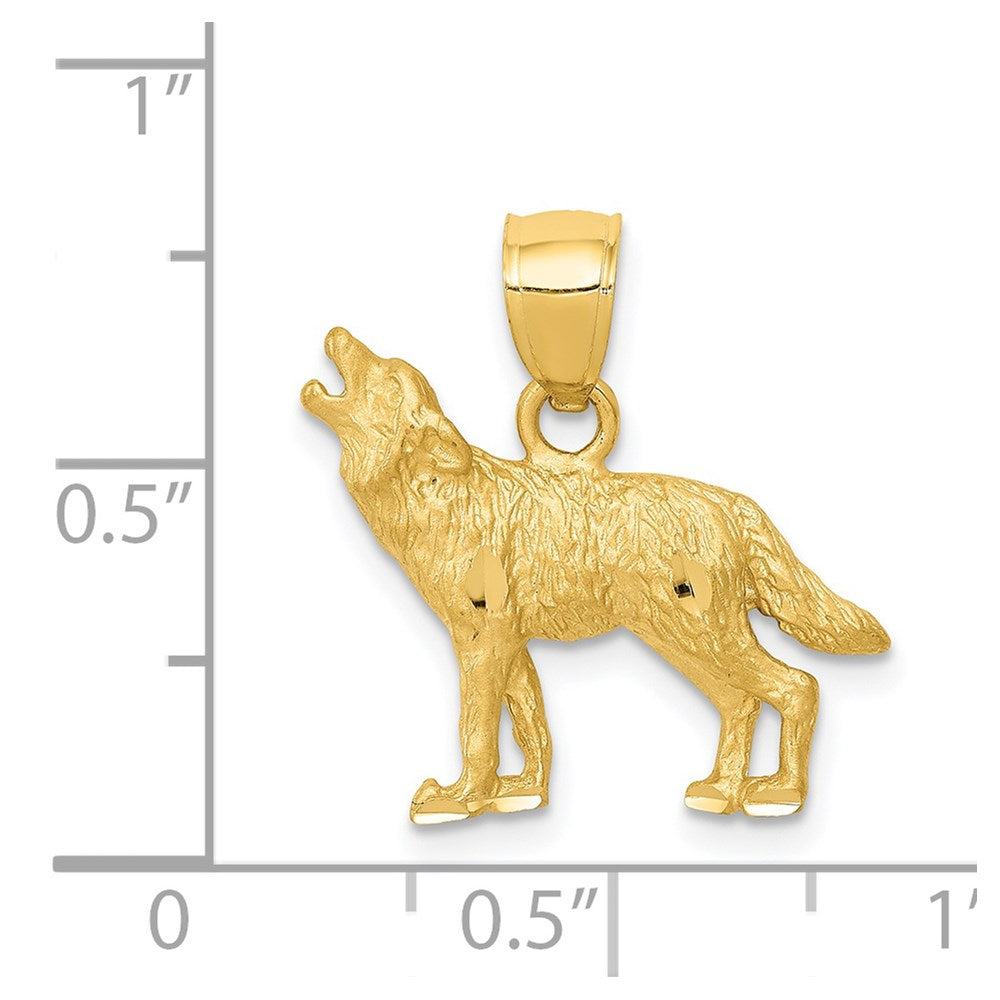 Gold Diamond-cut Wolf Pendant