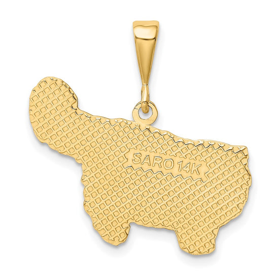 14k Textured Persian Cat Pendant