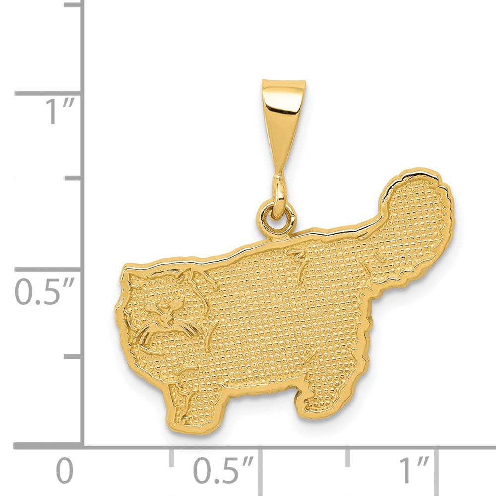14k Textured Persian Cat Pendant