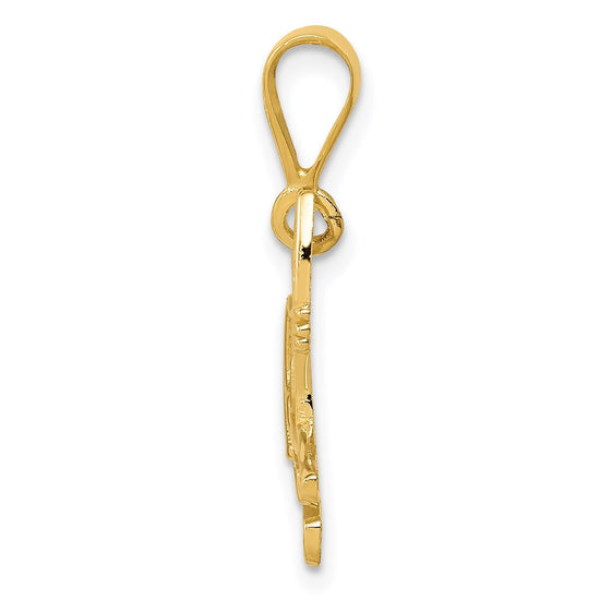 14k Textured Pit Bull Dog Pendant