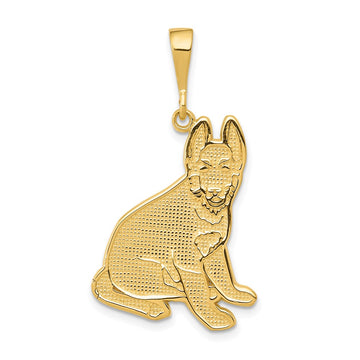14k Textured German Shepherd Dog Pendant