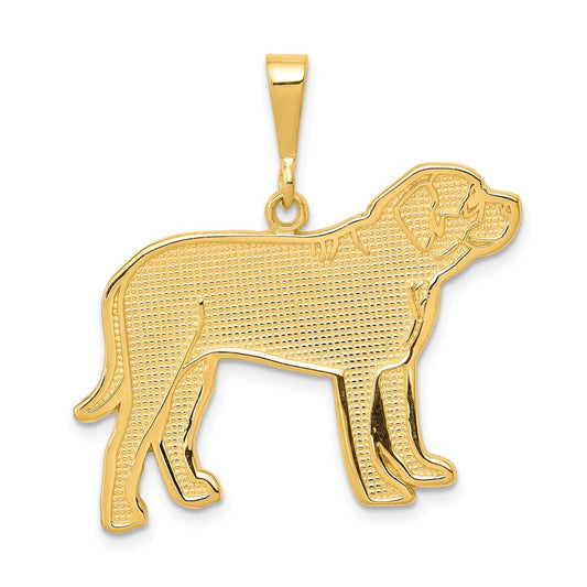 14k Textured Mastiff Dog Pendant