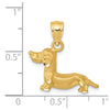 14K Satin Diamond-cut Dachshund Dog Pendant