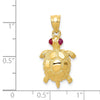 14k Turtle with Ruby Eyes Pendant
